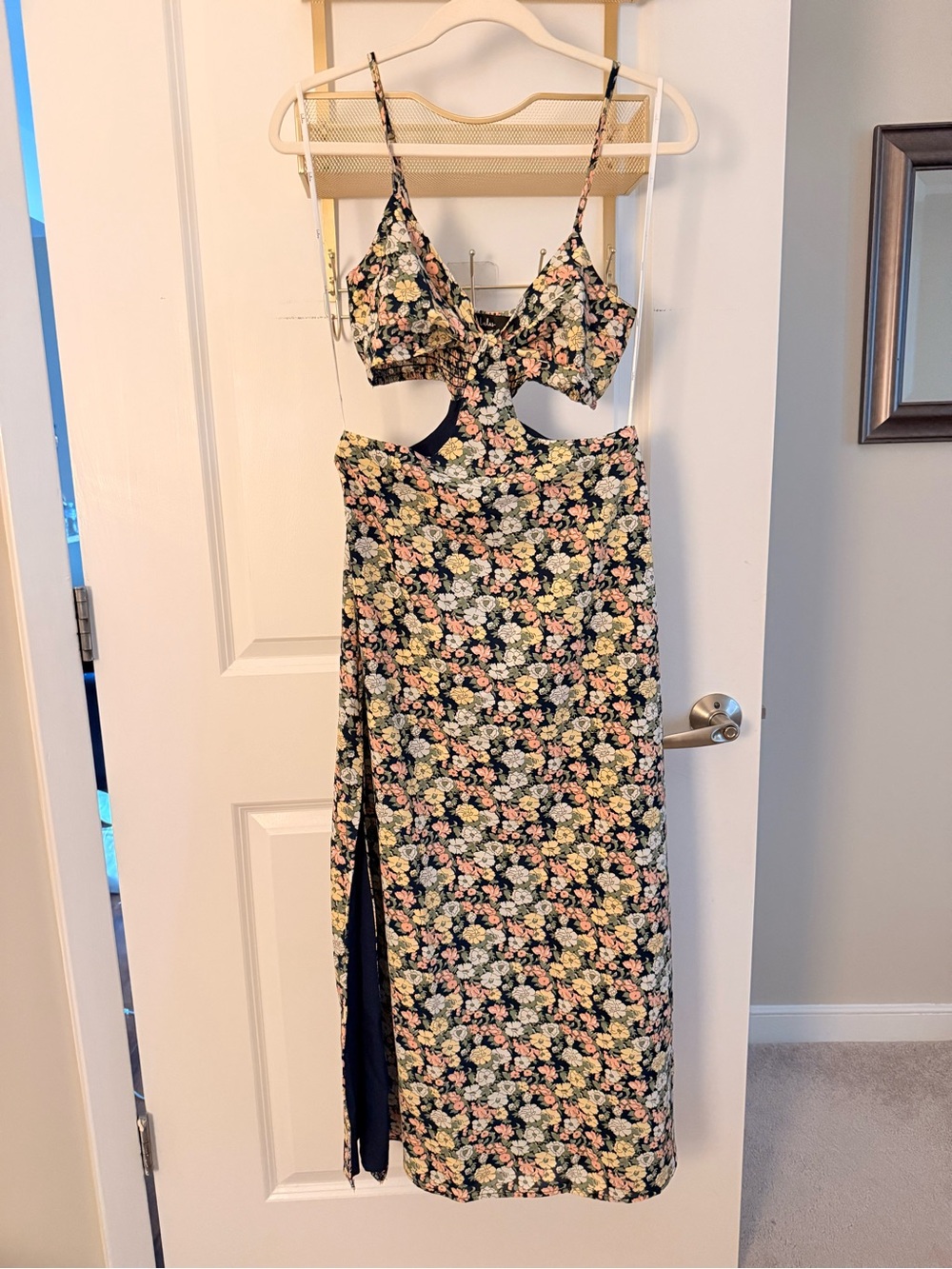 Floral Cutout Midi Dress with Slit